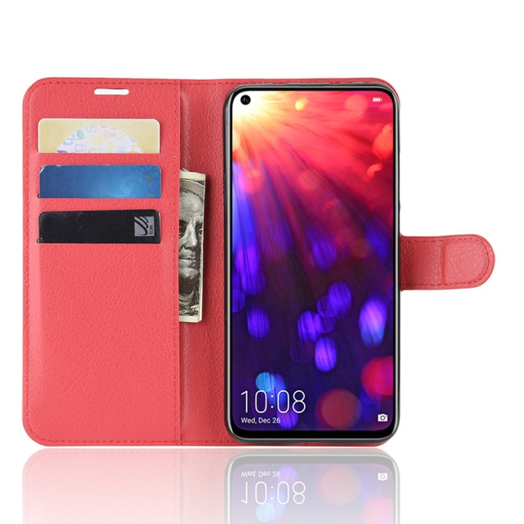 Litchi Texture Horizontal Flip Leather Case for Huawei Honor View 20, with Wallet & Holder & Card Slots (Red)