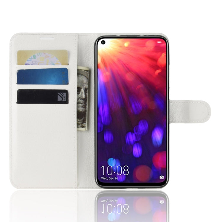 Litchi Texture Horizontal Flip Leather Case for Huawei Honor View 20, with Wallet & Holder & Card Slots (White)