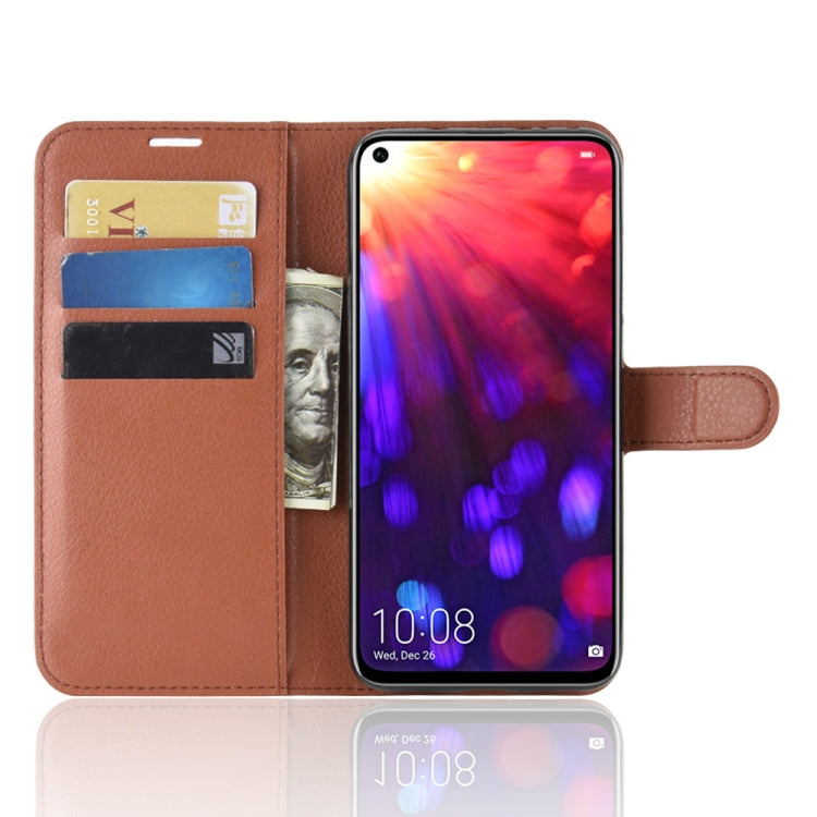 Litchi Texture Horizontal Flip Leather Case for Huawei Honor View 20, with Wallet & Holder & Card Slots (Brown)