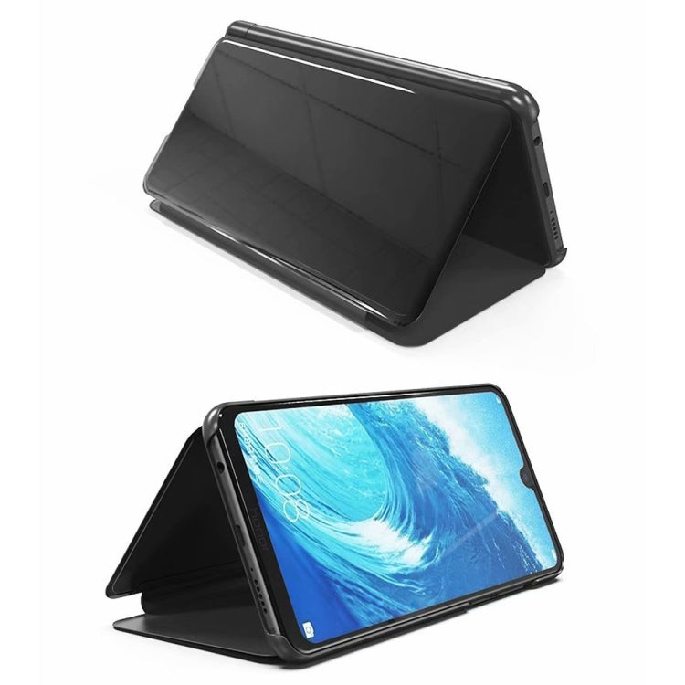 Electroplating Mirror Horizontal Flip Leather Case for Huawei Honor 8X , with Holder (Black)