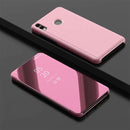 Electroplating Mirror Horizontal Flip Leather Case for Huawei Honor 8X , with Holder (Rose Gold)