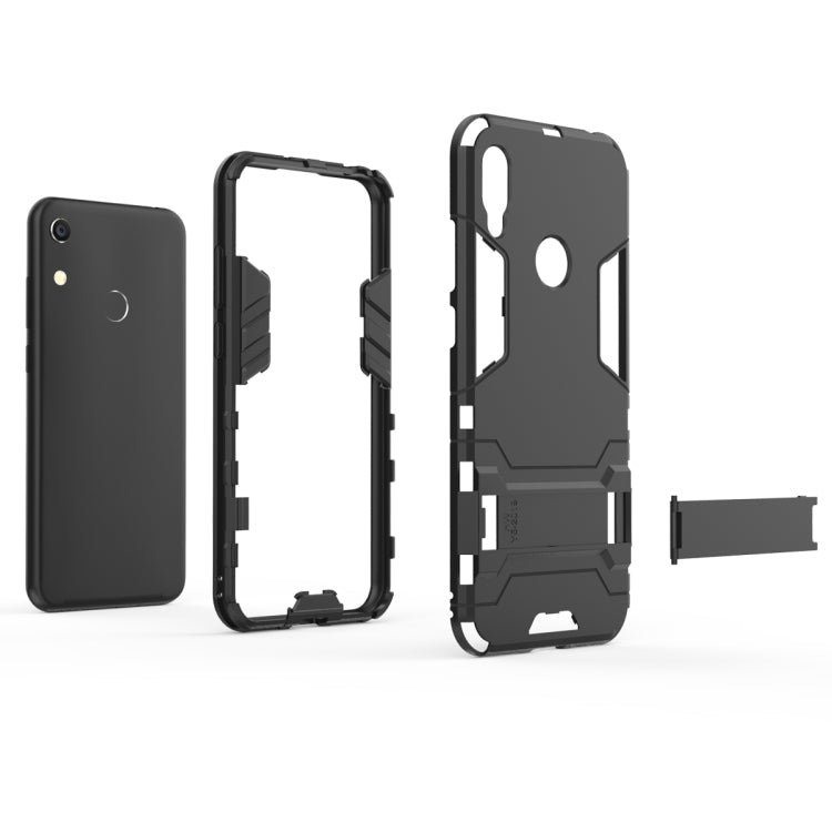 Shockproof PC + TPU Case for Huawei Y6 (2019), with Holder (Red)
