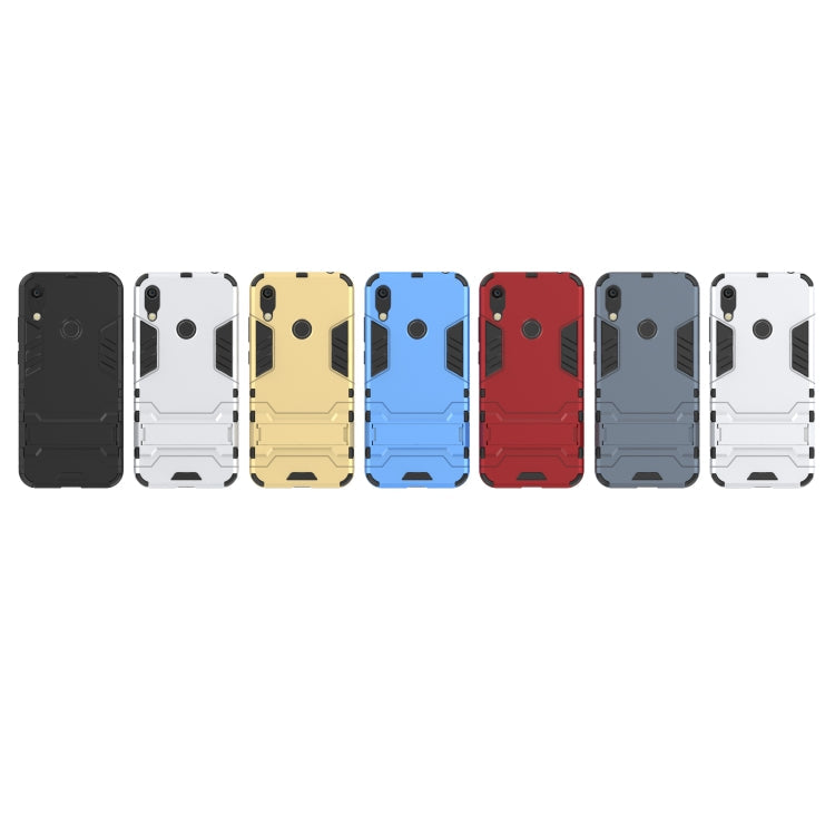 Shockproof PC + TPU Case for Huawei Y6 (2019), with Holder (Red)
