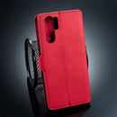 DG.MING Retro Oil Side Horizontal Flip Protective Case for Huawei P30 Pro, with Holder & Card Slots & Wallet (Red)