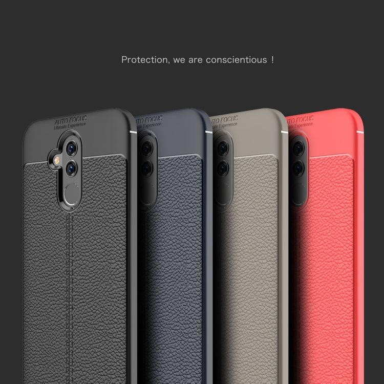 Litchi Texture TPU Shockproof Case for Huawei Mate 20 Lite (Navy Blue)