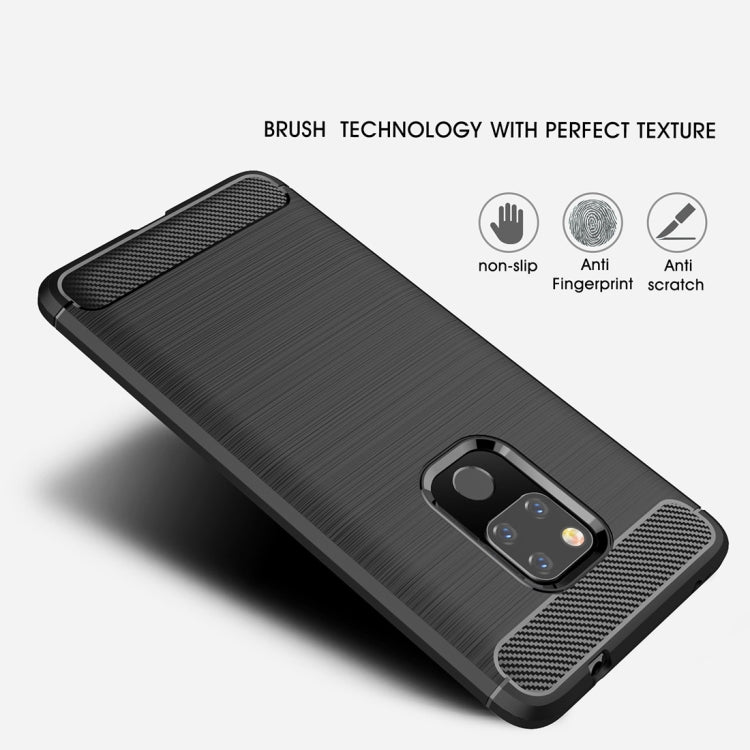 Brushed Texture Carbon Fiber Shockproof TPU Case for Huawei Mate 20 (Red)