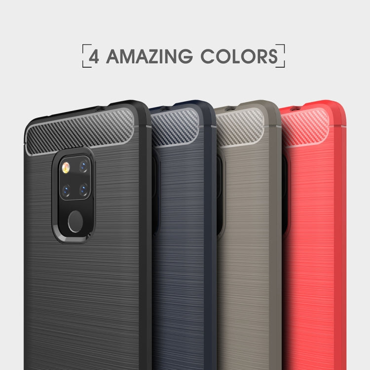 Brushed Texture Carbon Fiber Shockproof TPU Case for Huawei Mate 20 (Red)
