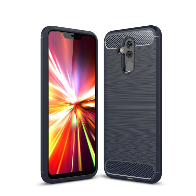 Brushed Texture Carbon Fiber Shockproof TPU Case for Huawei Mate 20 Lite (Navy Blue)