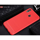 Brushed Texture Carbon Fiber Shockproof TPU Case for Huawei Honor 8X (Red)