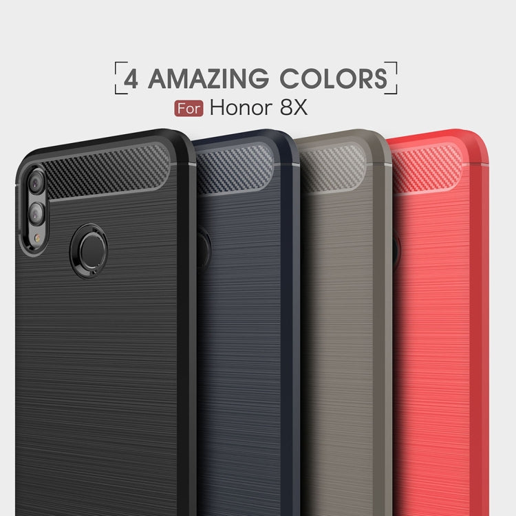 Brushed Texture Carbon Fiber Shockproof TPU Case for Huawei Honor 8X (Red)