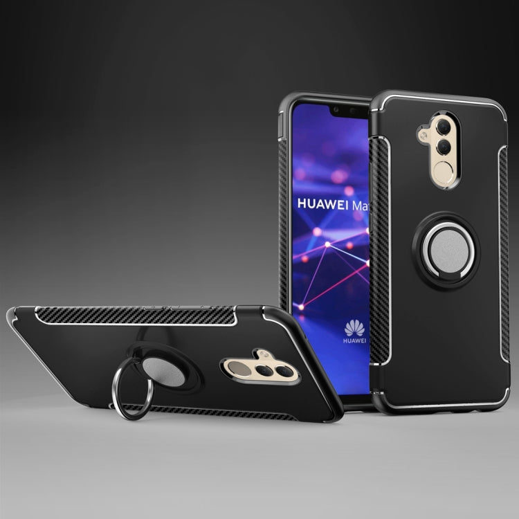Magnetic 360 Degree Rotation Ring Holder Armor Protective Case for Huawei Mate 20 Lite (Black)