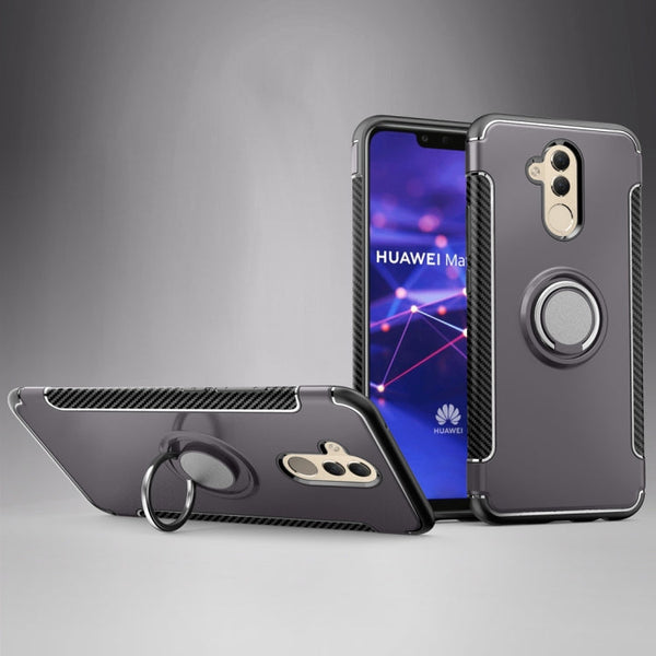 Magnetic 360 Degree Rotation Ring Holder Armor Protective Case for Huawei Mate 20 Lite (Grey)