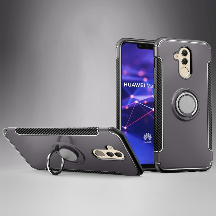 Magnetic 360 Degree Rotation Ring Holder Armor Protective Case for Huawei Mate 20 Lite (Grey)