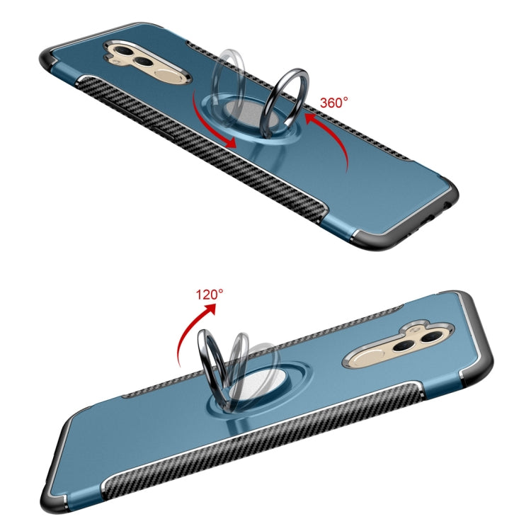 Magnetic 360 Degree Rotation Ring Holder Armor Protective Case for Huawei Mate 20 Lite (Blue)