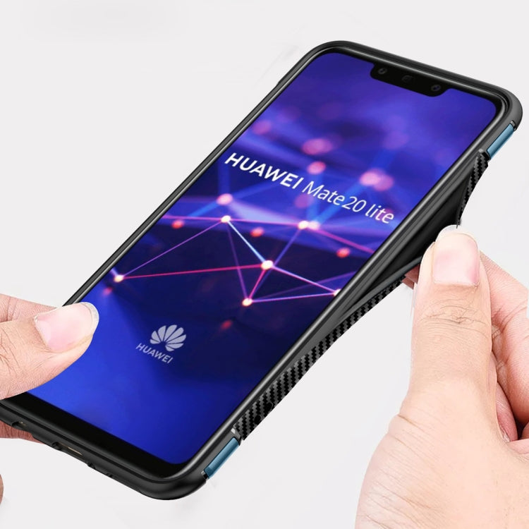 Magnetic 360 Degree Rotation Ring Holder Armor Protective Case for Huawei Mate 20 Lite (Blue)