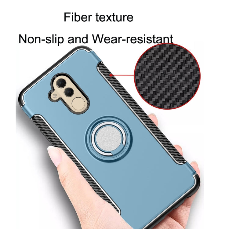 Magnetic 360 Degree Rotation Ring Holder Armor Protective Case for Huawei Mate 20 Lite (Blue)