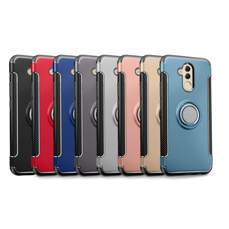 Magnetic 360 Degree Rotation Ring Holder Armor Protective Case for Huawei Mate 20 Lite (Blue)