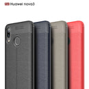 Litchi Texture TPU Shockproof Case for Huawei Nova 3 (Navy Blue)