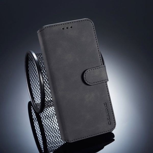 DG.MING Retro Oil Side Horizontal Flip Case for Huawei P20 Pro, with Holder & Card Slots & Wallet (Black)