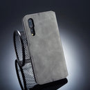 DG.MING Retro Oil Side Horizontal Flip Case for Huawei P20 Pro, with Holder & Card Slots & Wallet (Grey)