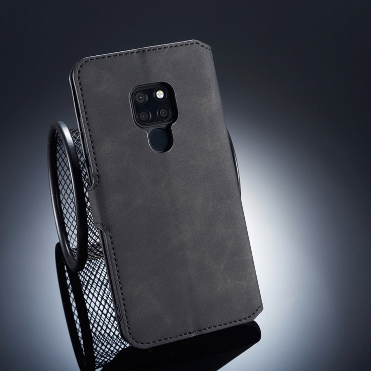 DG.MING Retro Oil Side Horizontal Flip Case for Huawei Mate 20, with Holder & Card Slots & Wallet (Black)