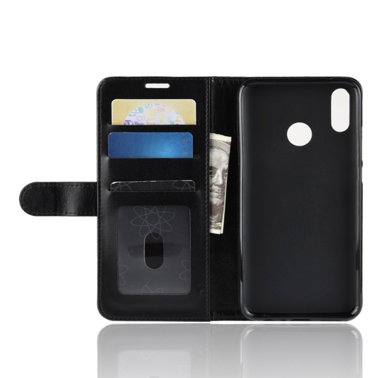 R64 Texture Single Fold Horizontal Flip Leather Case for Huawei Honor 10 Lite, with Holder & Card Slots & Wallet (Black)