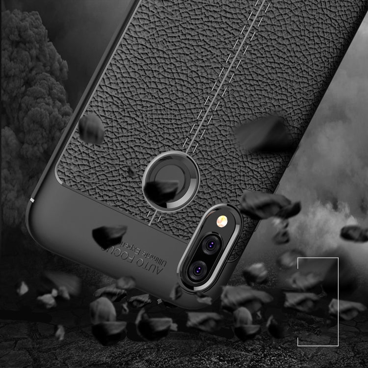 For Huawei P20 Lite Litchi Texture Soft TPU Protective Back Cover Case (Navy Blue)