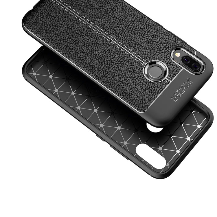 For Huawei P20 Lite Litchi Texture Soft TPU Protective Back Cover Case (Navy Blue)
