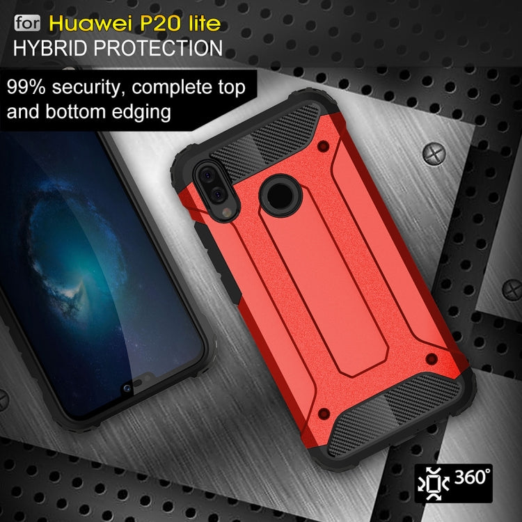 For Huawei P20 Lite Full-body Rugged TPU + PC Combination Back Cover Case (Red)