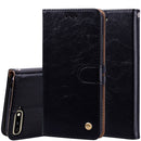 Business Style Oil Wax Texture Horizontal Flip Leather Case for Huawei Y6 (2018), with Holder & Card Slots & Wallet (Black)