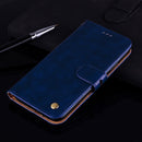 Business Style Oil Wax Texture Horizontal Flip Leather Case for Huawei Y6 (2018), with Holder & Card Slots & Wallet (Blue)