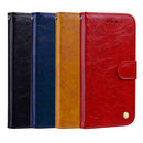 Business Style Oil Wax Texture Horizontal Flip Leather Case for Huawei Y6 (2018), with Holder & Card Slots & Wallet (Blue)