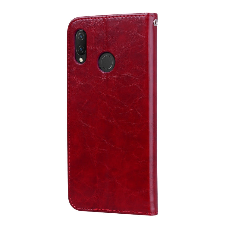 Business Style Oil Wax Texture Horizontal Flip Leather Case for Huawei Nova 3i & P smart Plus, with Holder & Card Slots & Wallet(Red)