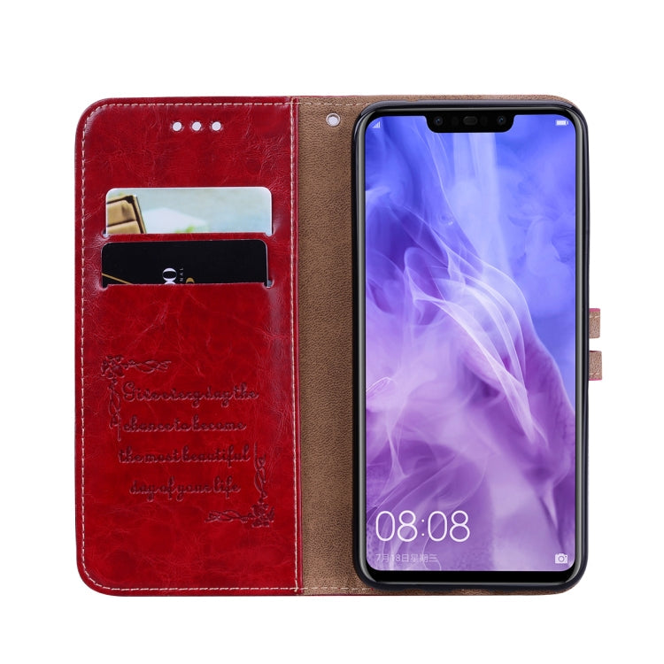 Business Style Oil Wax Texture Horizontal Flip Leather Case for Huawei Nova 3i & P smart Plus, with Holder & Card Slots & Wallet(Red)