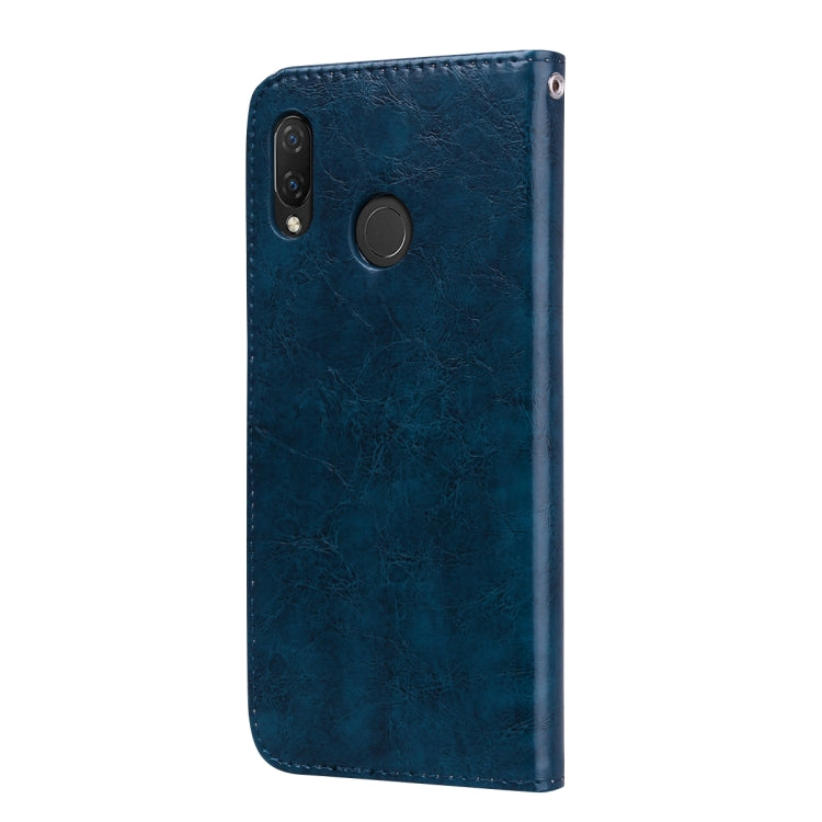Business Style Oil Wax Texture Horizontal Flip Leather Case for Huawei Nova 3, with Holder & Card Slots & Wallet (Blue)