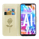 Rose Embossed Horizontal Flip PU Leather Case for Huawei Mate 20 Lite, with Holder & Card Slots & Wallet (Gold)