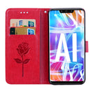 Rose Embossed Horizontal Flip PU Leather Case for Huawei Mate 20 Lite, with Holder & Card Slots & Wallet (Red)