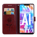 Rose Embossed Horizontal Flip PU Leather Case for Huawei Mate 20 Lite, with Holder & Card Slots & Wallet (Brown)