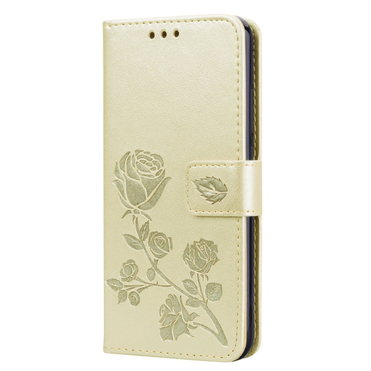 Rose Embossed Horizontal Flip PU Leather Case for Huawei Honor 10 Lite, with Holder & Card Slots & Wallet (Gold)