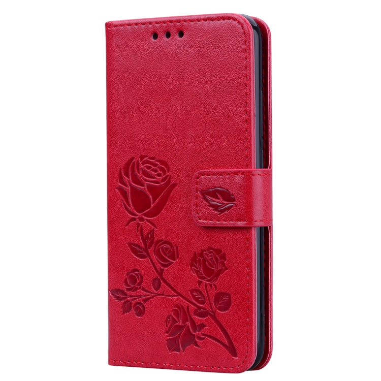 Rose Embossed Horizontal Flip PU Leather Case for Huawei Honor 10 Lite, with Holder & Card Slots & Wallet (Red)