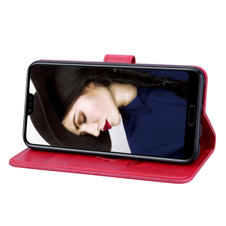 Rose Embossed Horizontal Flip PU Leather Case for Huawei Honor 10 Lite, with Holder & Card Slots & Wallet (Red)