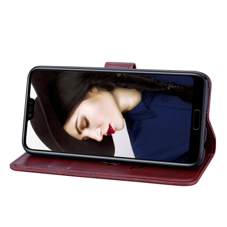 Rose Embossed Horizontal Flip PU Leather Case for Huawei Honor 10 Lite, with Holder & Card Slots & Wallet (Brown)