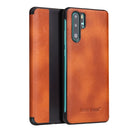 Fierre Shann Crazy Horse Texture Horizontal Flip PU Leather Case for Huawei P30 Pro, with Smart View Window & Sleep Wake-up Function(Brown)