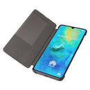 Fierre Shann Crazy Horse Texture Horizontal Flip PU Leather Case for Huawei Mate 20 Pro, with Smart View Window & Sleep Wake-up Function (Brown)