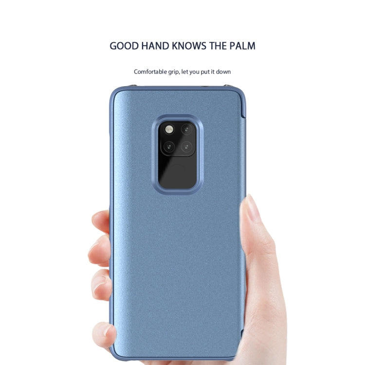 Mirror Clear View Horizontal Flip PU Smart Leather Case for Huawei Mate 20, with Holder(Black)