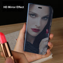 Mirror Clear View Horizontal Flip PU Smart Leather Case for Huawei Mate 20, with Holder(Black)