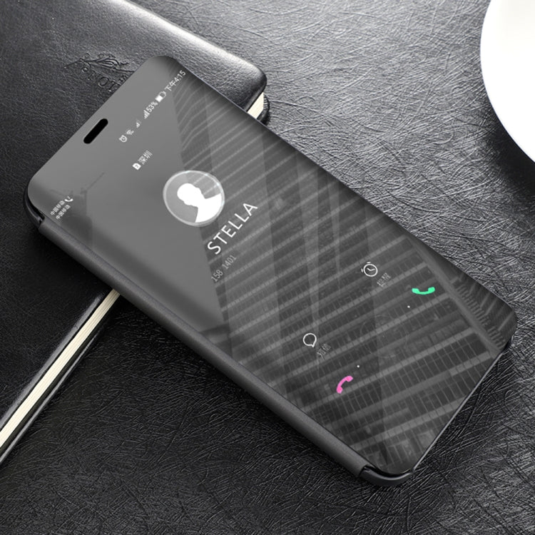 Mirror Clear View Horizontal Flip PU Smart Leather Case for Huawei Mate 20, with Holder(Black)