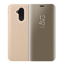 Mirror Clear View Horizontal Flip PU Smart Leather Case for Huawei Mate 20 Lite, with Holder (Gold)