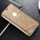 Mirror Clear View Horizontal Flip PU Smart Leather Case for Huawei Mate 20 Lite, with Holder (Gold)