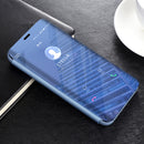 Mirror Clear View Horizontal Flip PU Smart Leather Case for Huawei Mate 20 Lite, with Holder (Blue)